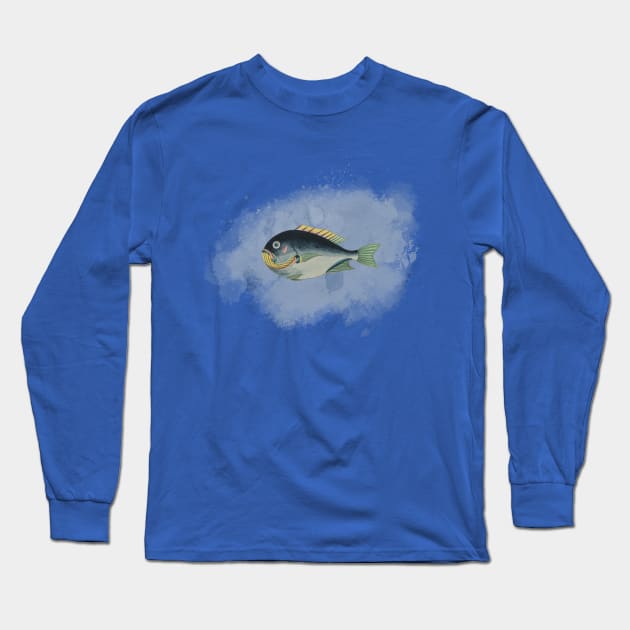 Big Fat Blue Fish Long Sleeve T-Shirt by MoPaws